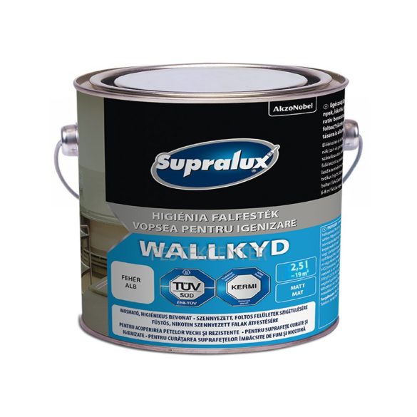 Supralux Wallkyd beltéri higiéniai falfesték - fehér - 2,5 l