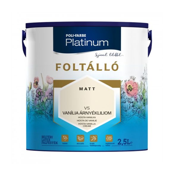 Poli-Farbe Platinum Foltálló beltéri falfesték - Vanília árnyékliliom V5 - 2,5 l