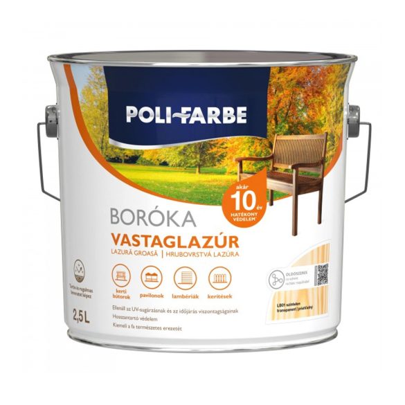 Poli-farbe Boróka vastaglazúr LB01 - színtelen - 2,5 l