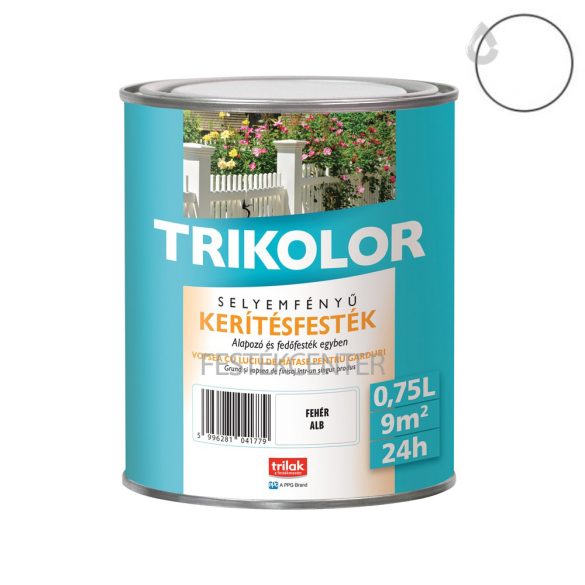 Trilak Trikolor selyemfényű kerítésfesték - fehér - 0,75 l