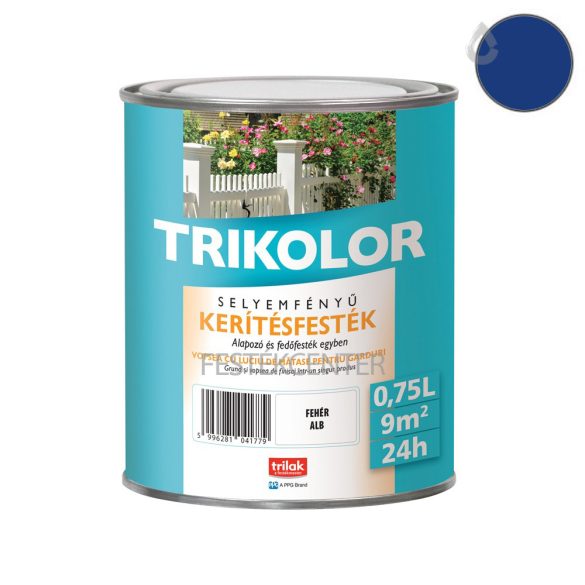 Trilak Trikolor selyemfényű kerítésfesték - királykék - 0,75 l