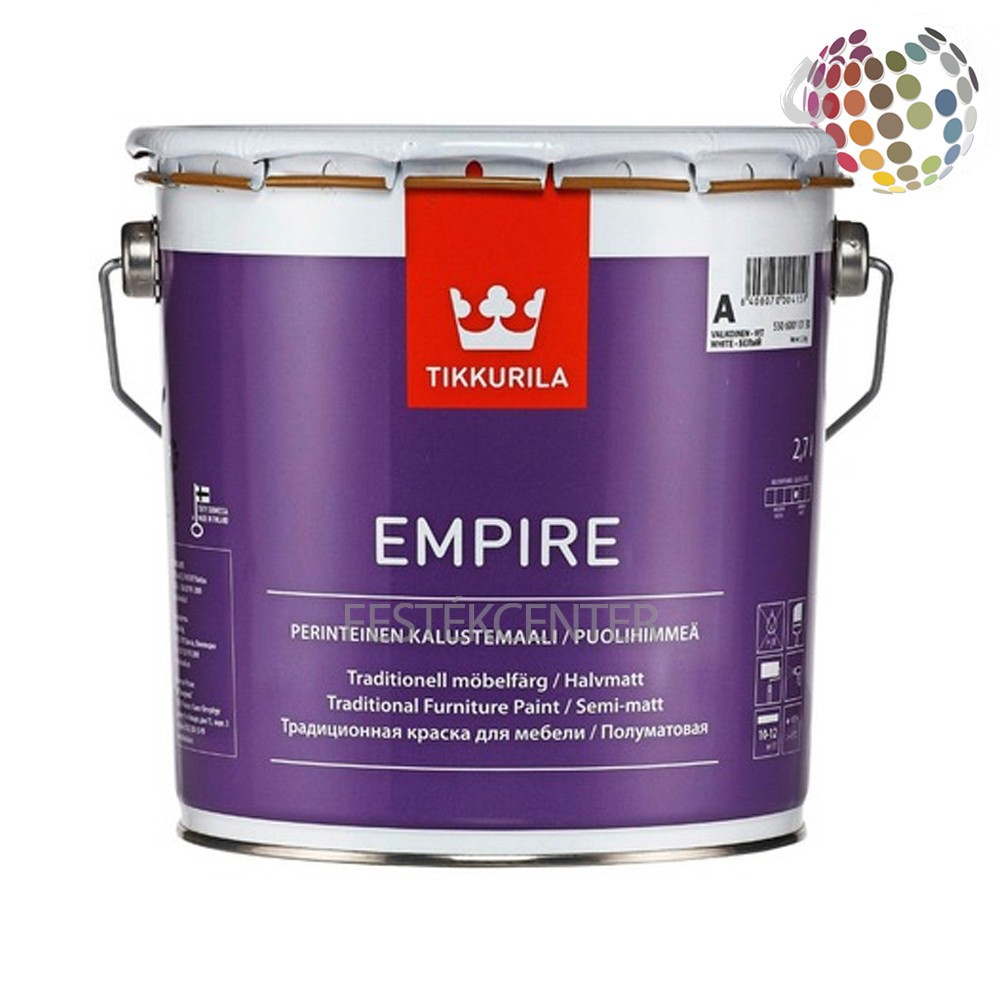 Tikkurila empire краска алкидная для мебели универсальная полуматовая база a 0 9л