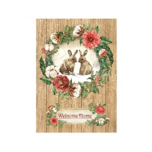 Dekupázs rizspapír - Romantic Home for the holidays welcome home bunnies - A4