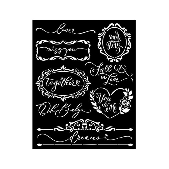 Vastag stencil 20 x 25 cm - Romance Forever - plates