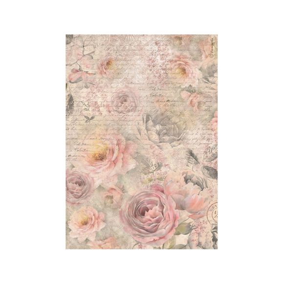 Dekupázs rizspapír - Shabby Rose roses pattern - A4